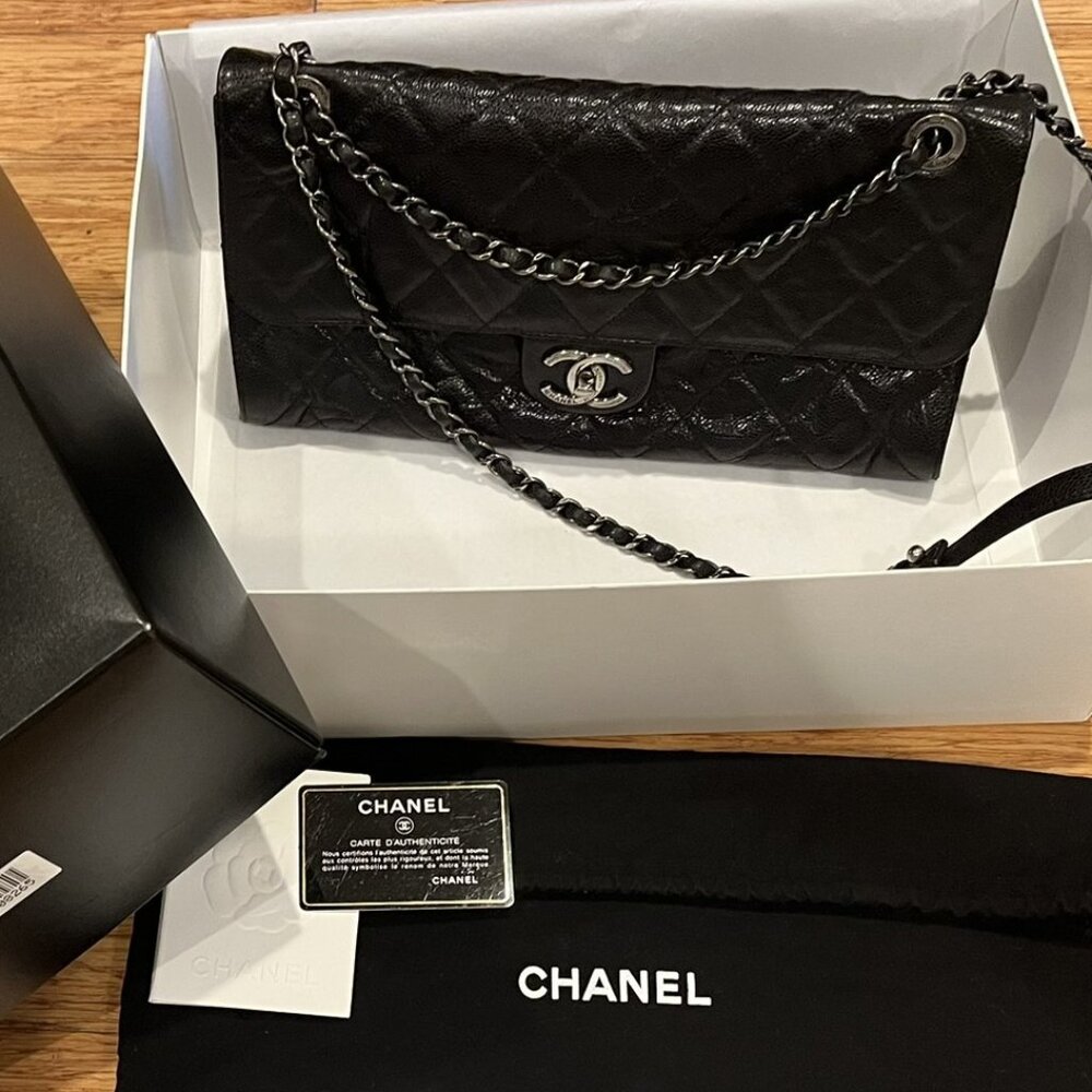Chanel CC Crave Jumbo Quilted Cavier Flap Bag